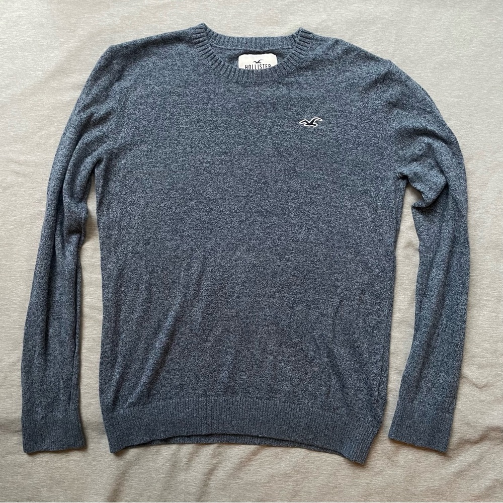 Hollister Gray/Blue Crewneck Logo Sweater Size Sma